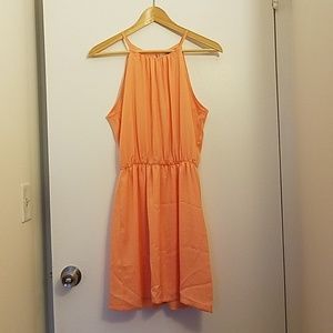 Peach Halter Sleeveless Dress
